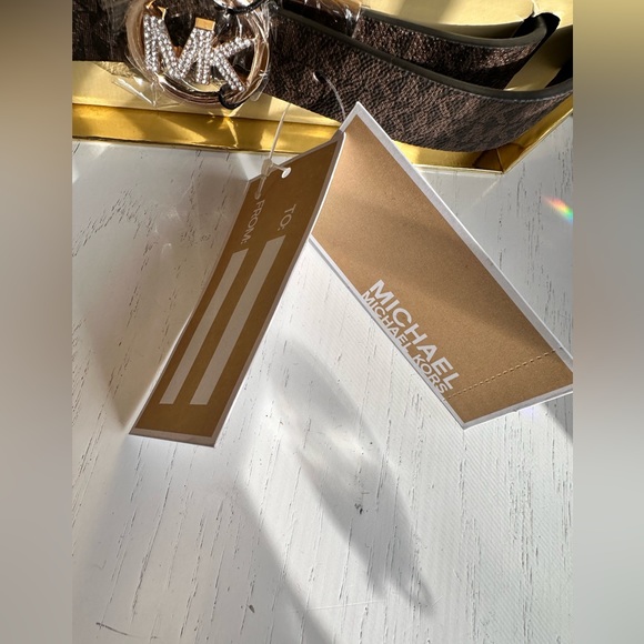 NIB!!! S/M Michael Kors Reversible Pave Logo Belt - Picture 2 of 6